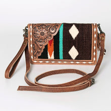 Load image into Gallery viewer, Western Hand Tooled Leather Purse, Concealed Carry Purse, Cowhide Purse, Saddle Blanket Bag, Genuine Cowhide, Western Wallet, Leather Fringe
