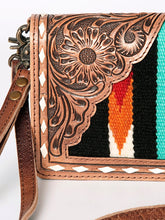 Load image into Gallery viewer, Western Hand Tooled Leather Purse, Concealed Carry Purse, Cowhide Purse, Saddle Blanket Bag, Genuine Cowhide, Western Wallet, Leather Fringe
