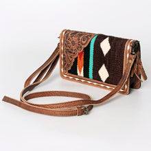 Load image into Gallery viewer, Western Hand Tooled Leather Purse, Concealed Carry Purse, Cowhide Purse, Saddle Blanket Bag, Genuine Cowhide, Western Wallet, Leather Fringe
