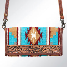 Load image into Gallery viewer, Western Hand Tooled Leather Purse, Concealed Carry Purse, Cowhide Purse, Saddle Blanket Bag, Genuine Cowhide, Western Wallet, Leather Fringe
