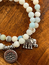 Load image into Gallery viewer, Amazonite bracelet, Elephant charm bracelet, natural stone bracelet, crystal bracelet, gemstone bead bracelet, inner peace bracelet
