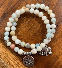 Load image into Gallery viewer, Amazonite bracelet, Elephant charm bracelet, natural stone bracelet, crystal bracelet, gemstone bead bracelet, inner peace bracelet
