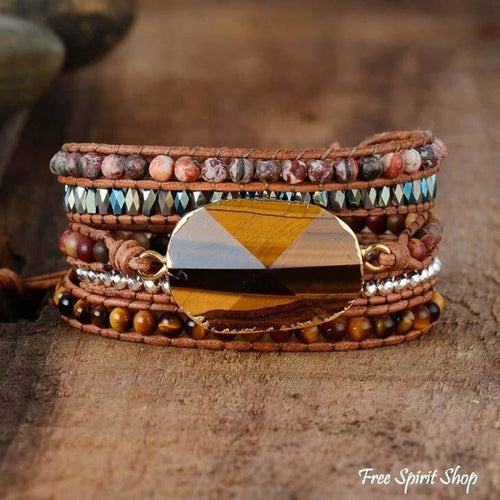 Tiger Eye bracelet, Tiger's Eye bracelet, boho style jewelry, boho wrap bracelet, natural stone bracelet, gemstone wrap bracelet