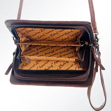 Load image into Gallery viewer, Western Hand Tooled Leather Wallet Purse, Leather Crossbody Purse, Genuine Leather Bag, Genuine Cowhide Bag, Western Purse, Luxury Wallet
