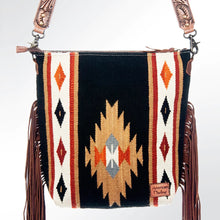 Load image into Gallery viewer, Western Hand Tooled Leather Purse, Concealed Carry Purse, Cowhide Purse, Saddle Blanket Bag, Genuine Cowhide, Western Purse, Leather Fringe
