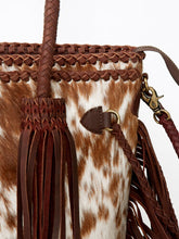 Load image into Gallery viewer, Western Hand Tooled Leather Purse, Concealed Carry Purse, Cowhide Purse, Saddle Blanket Bag, Genuine Cowhide, Western Purse, Leather Fringe
