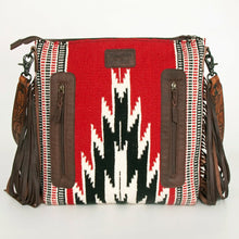 Load image into Gallery viewer, Western Hand Tooled Leather Purse, Concealed Carry Purse, Cowhide Purse, Saddle Blanket Bag, Genuine Cowhide, Western Purse, Leather Fringe
