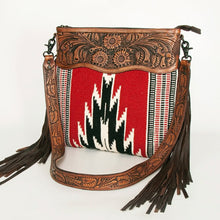 Load image into Gallery viewer, Western Hand Tooled Leather Purse, Concealed Carry Purse, Cowhide Purse, Saddle Blanket Bag, Genuine Cowhide, Western Purse, Leather Fringe
