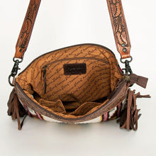 Load image into Gallery viewer, Western Hand Tooled Leather Purse, Concealed Carry Purse, Cowhide Purse, Saddle Blanket Bag, Genuine Cowhide, Western Purse, Leather Fringe
