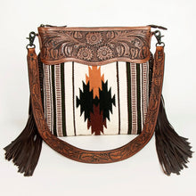 Load image into Gallery viewer, Western Hand Tooled Leather Purse, Concealed Carry Purse, Cowhide Purse, Saddle Blanket Bag, Genuine Cowhide, Western Purse, Leather Fringe
