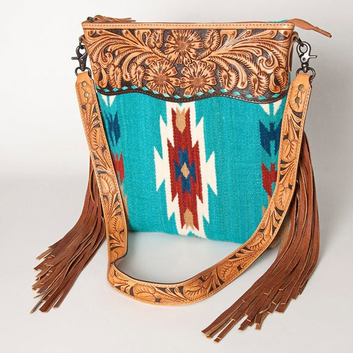 Western Hand Tooled Leather Purse, Concealed Carry Purse, Cowhide Purse, Saddle Blanket Bag, Genuine Cowhide, Western Purse, Leather Fringe