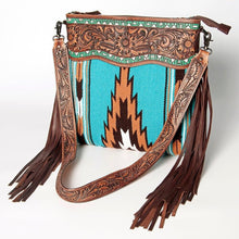 Load image into Gallery viewer, Large Western Purse, Cowhide Purse, Hand Tooled Leather Purse, Cowhide Purse, Concealed Carry Purse, Saddle Blanket, Leather Fringe
