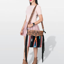 Load image into Gallery viewer, Western Hand Tooled Leather Purse, Cowhide Purse, Concealed Carry Purse, American Darling, Genuine Cowhide, Western Purse, Leather Fringe
