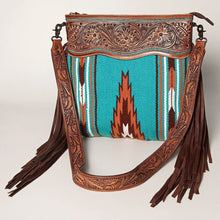 Load image into Gallery viewer, Western Purse, Cowhide Purse, Hand Tooled Leather Purse, Cowhide Purse, Concealed Carry Purse, Saddle Blanket, Leather Fringe
