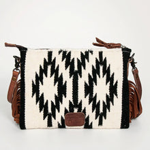 Load image into Gallery viewer, Western Purse, Cowhide Purse, Hand Tooled Leather Purse, Cowhide Purse, Concealed Carry Purse, Saddle Blanket, Leather Fringe
