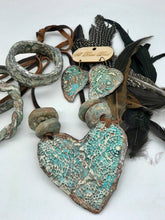 Load image into Gallery viewer, Handmade Heart Dangle Drop Earrings, Heart Earrings, Dangle Earrings, Antique Earrings, Boho Earrings, Western Earrings
