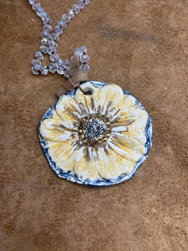Stone Daisy Necklace For Women, Crystal Gemstone Jewelry, Flower Necklace, Silver Necklace, Crystal Necklace, Authentic Turquoise