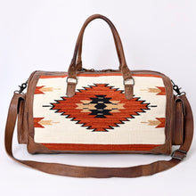 Load image into Gallery viewer, Western Hand Tooled Genuine Leather Aztec Southwest Weekender Duffle Purse, Weekender Travel Duffel, Leather Duffle
