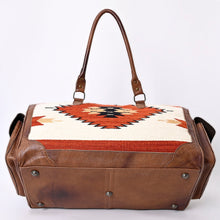 Load image into Gallery viewer, Western Hand Tooled Genuine Leather Aztec Southwest Weekender Duffle Purse, Weekender Travel Duffel, Leather Duffle
