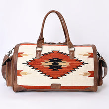 Load image into Gallery viewer, Western Hand Tooled Genuine Leather Aztec Southwest Weekender Duffle Purse, Weekender Travel Duffel, Leather Duffle
