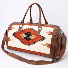 Load image into Gallery viewer, Western Hand Tooled Genuine Leather Aztec Southwest Weekender Duffle Purse, Weekender Travel Duffel, Leather Duffle
