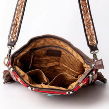 Load image into Gallery viewer, Western Hand Tooled Leather Purse, Concealed Carry Purse, Cowhide Purse, Saddle Blanket Bag, Genuine Cowhide, Western Purse, Leather Fringe
