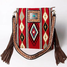 Load image into Gallery viewer, Western Hand Tooled Leather Purse, Concealed Carry Purse, Cowhide Purse, Saddle Blanket Bag, Genuine Cowhide, Western Purse, Leather Fringe
