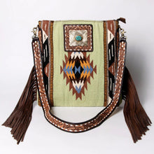 Load image into Gallery viewer, Western Hand Tooled Leather Purse, Concealed Carry Purse, Cowhide Purse, Saddle Blanket Bag, Genuine Cowhide, Western Purse, Leather Fringe
