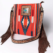 Load image into Gallery viewer, Western Hand Tooled Leather Purse, Concealed Carry Purse, Cowhide Purse, Saddle Blanket Bag, Genuine Cowhide, Western Purse, Leather Fringe
