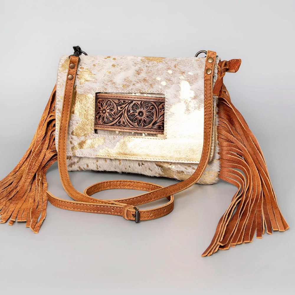 Western Purse, Tooled Leather Purse, Conceal Carry Purse, Cowhide Purse, American Darling Purse, Western Crossbody Purse, Leather Fringe