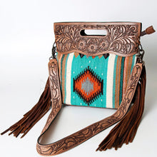 Load image into Gallery viewer, Western Hand Tooled Leather Purse, Cowhide Purse, Concealed Carry Purse, American Darling, Genuine Cowhide, Western Purse, Leather Fringe
