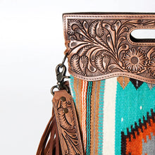 Load image into Gallery viewer, Western Hand Tooled Leather Purse, Cowhide Purse, Concealed Carry Purse, American Darling, Genuine Cowhide, Western Purse, Leather Fringe
