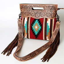 Load image into Gallery viewer, Western Hand Tooled Leather Purse, Cowhide Purse, Concealed Carry Purse, American Darling, Genuine Cowhide, Western Purse, Leather Fringe
