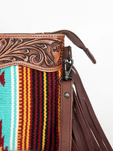 Load image into Gallery viewer, Western Hand Tooled Leather Purse, Concealed Carry Purse, Cowhide Purse, Saddle Blanket Bag, Genuine Cowhide, Western Purse, Leather Fringe
