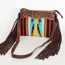 Load image into Gallery viewer, Western Hand Tooled Leather Purse, Concealed Carry Purse, Cowhide Purse, Saddle Blanket Bag, Genuine Cowhide, Western Purse, Leather Fringe
