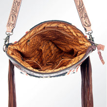 Load image into Gallery viewer, Western Hand Tooled Leather Purse, Concealed Carry Purse, Cowhide Purse, Saddle Blanket Bag, Genuine Cowhide, Western Purse, Leather Fringe
