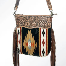 Load image into Gallery viewer, Western Hand Tooled Leather Purse, Concealed Carry Purse, Cowhide Purse, Saddle Blanket Bag, Genuine Cowhide, Western Purse, Leather Fringe
