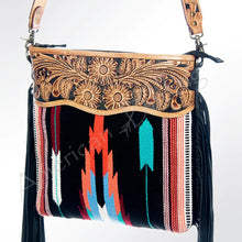 Load image into Gallery viewer, Western Hand Tooled Leather Purse, Cowhide Purse, Concealed Carry Purse, American Darling, Genuine Cowhide, Western Purse, Leather Fringe
