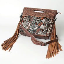 Load image into Gallery viewer, Western Hand Tooled Leather Purse, Cowhide Purse, Concealed Carry Purse, American Darling, Genuine Cowhide, Western Purse, Leather Fringe
