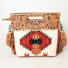 Load image into Gallery viewer, Western Hand Tooled Leather Purse, Cowhide Purse, Concealed Carry Purse, American Darling, Genuine Cowhide, Western Purse, Leather Fringe
