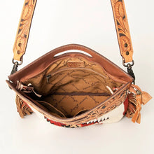 Load image into Gallery viewer, Western Hand Tooled Leather Purse, Cowhide Purse, Concealed Carry Purse, American Darling, Genuine Cowhide, Western Purse, Leather Fringe
