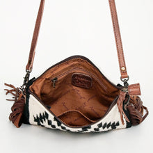 Load image into Gallery viewer, Western Purse, Cowhide Purse, Hand Tooled Leather Purse, Cowhide Purse, Concealed Carry Purse, Saddle Blanket, Leather Fringe
