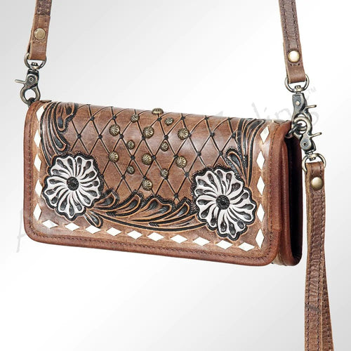 Western Hand Tooled Leather Purse, Concealed Carry Purse, Cowhide Purse, Saddle Blanket Bag, Genuine Cowhide, Western Wallet, Floral Wallet