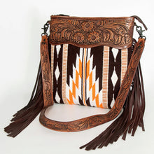 Load image into Gallery viewer, Western Hand Tooled Leather Purse, Cowhide Purse, Concealed Carry Purse, American Darling, Genuine Cowhide, Western Purse, Leather Fringe
