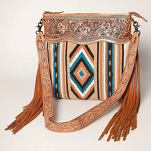 Load image into Gallery viewer, Western Purse, Hand Tooled Leather Purse, Conceal Carry Purse, Cowhide Purse, Saddle Blanket Bag, Genuine Cowhide, Leather Fringe
