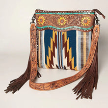 Load image into Gallery viewer, Western Purse, Hand Tooled Leather Purse, Leather Western Crossbody Purse, Cowhide Purse, American Darling Purse, Leather Fringe
