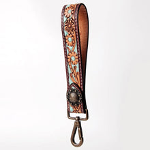 Load image into Gallery viewer, Western Hand Tooled Leather Purse Wrist Strap, Cowhide Wristlet Strap, American Darling Leather Purse Strap, Genuine Cowhide Wrist Strap
