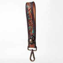 Load image into Gallery viewer, Western Hand Tooled Leather Purse Wrist Strap, Cowhide Wristlet Strap, American Darling Leather Purse Strap, Genuine Cowhide Wrist Strap
