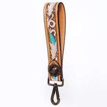 Load image into Gallery viewer, Western Hand Tooled Leather Purse Wrist Strap, Cowhide Wristlet Strap, American Darling Leather Purse Strap, Genuine Cowhide Wrist Strap
