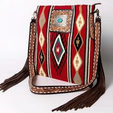 Load image into Gallery viewer, Western Hand Tooled Leather Purse, Concealed Carry Purse, Cowhide Purse, Saddle Blanket Bag, Genuine Cowhide, Western Purse, Leather Fringe
